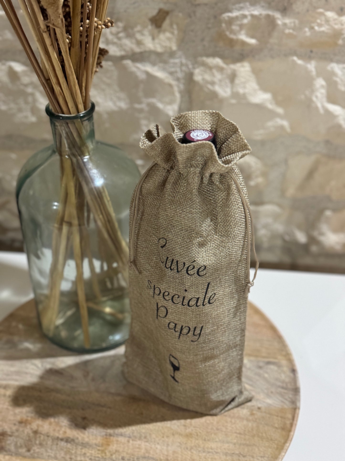 Sac en toile de jute pour bouteille