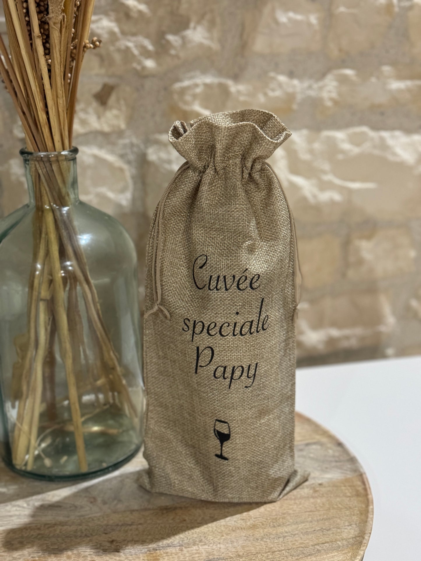 Sac en toile de jute pour bouteille