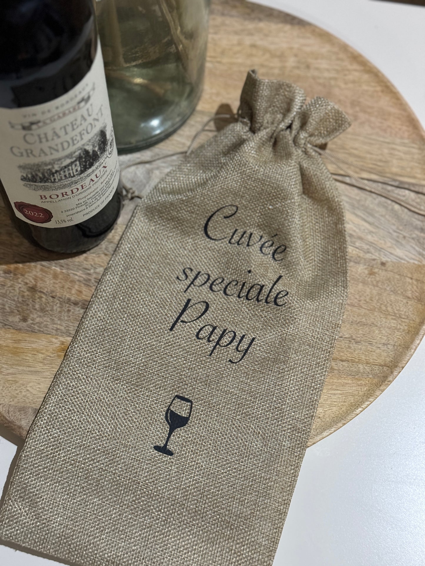 Sac en toile de jute pour bouteille