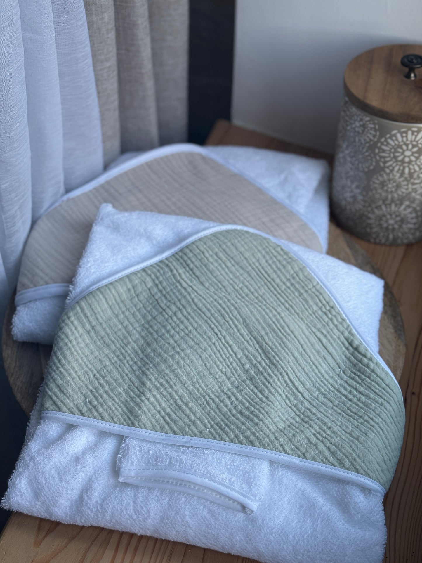 Cape de bain en double gaze de coton